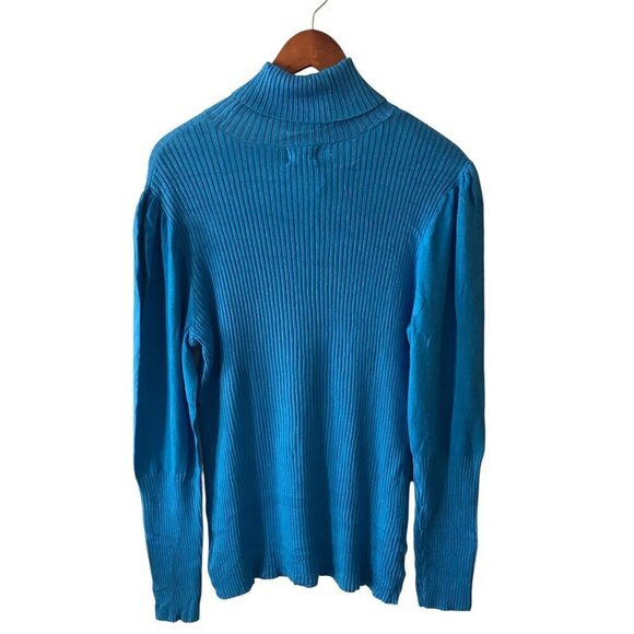 Women's Worthington Sweater Turtleneck Pullover Blue Long Sleeves Size Large - Picture 3 of 5